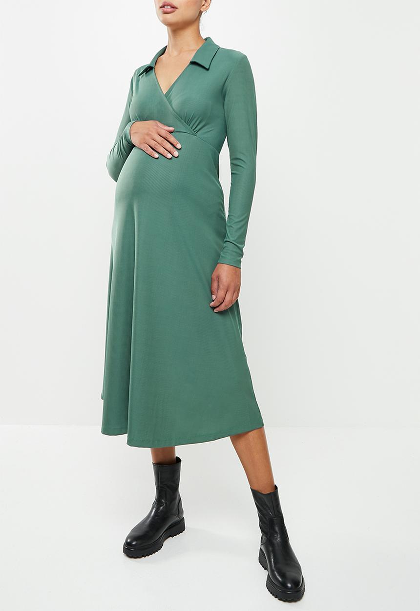 Superbalist - Maternity flare wrap midi dress - sea pine