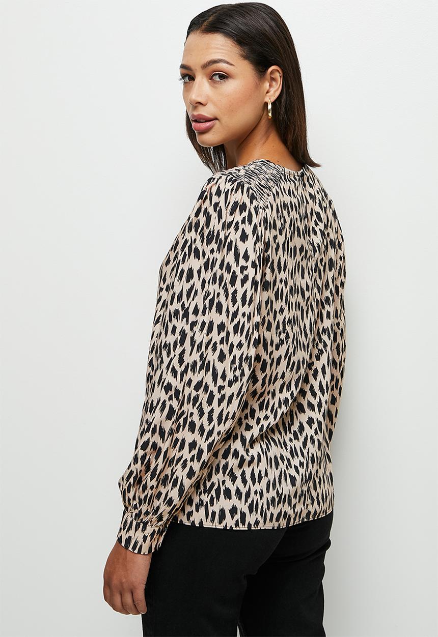 edit - Oversized bellow sleeve blouse - stone & black