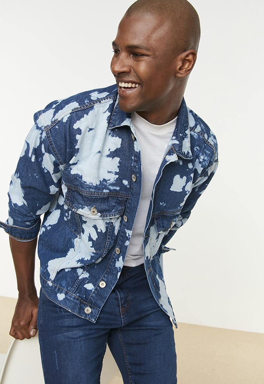 Trendyol - Bleached denim jacket - blue