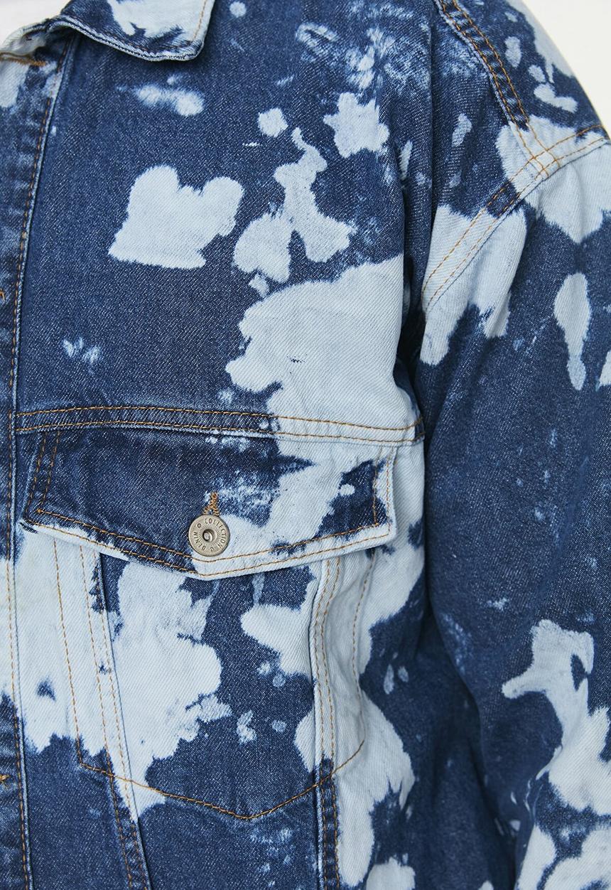 Trendyol - Bleached denim jacket - blue