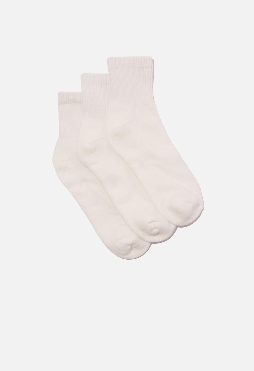 Cotton On - 3 Pack club house quarter crew sock - white