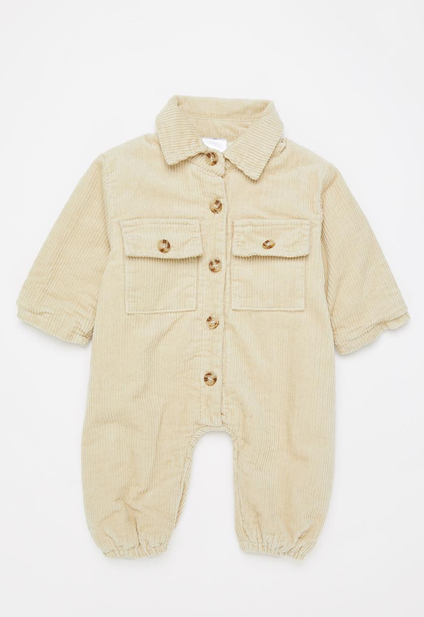 Pop Candy - Baby boys corduroy jumpsuit - stone