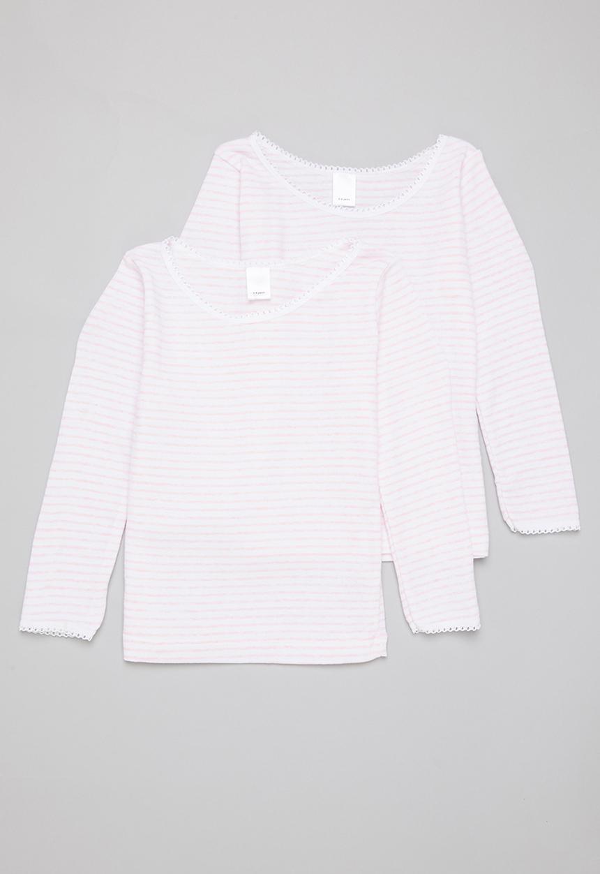 Pop Candy - Girls 2 pack stripe spencer - pink & white 