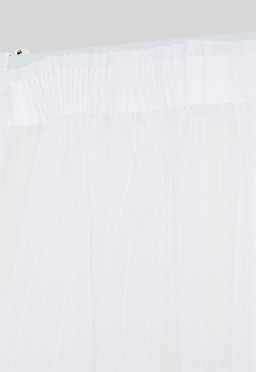 Sixth Floor - Taped striped frosted voile café curtain - white