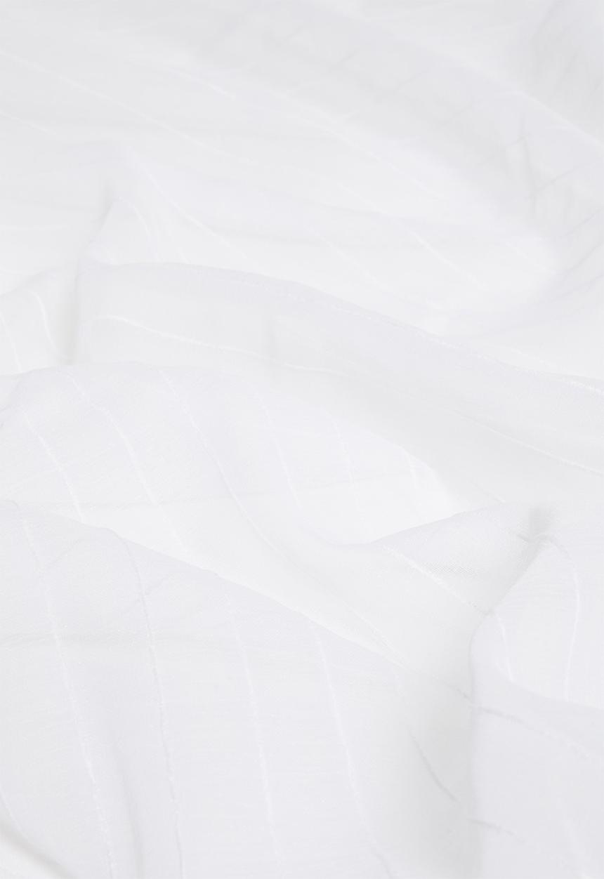 Sixth Floor - Taped striped frosted voile café curtain - white