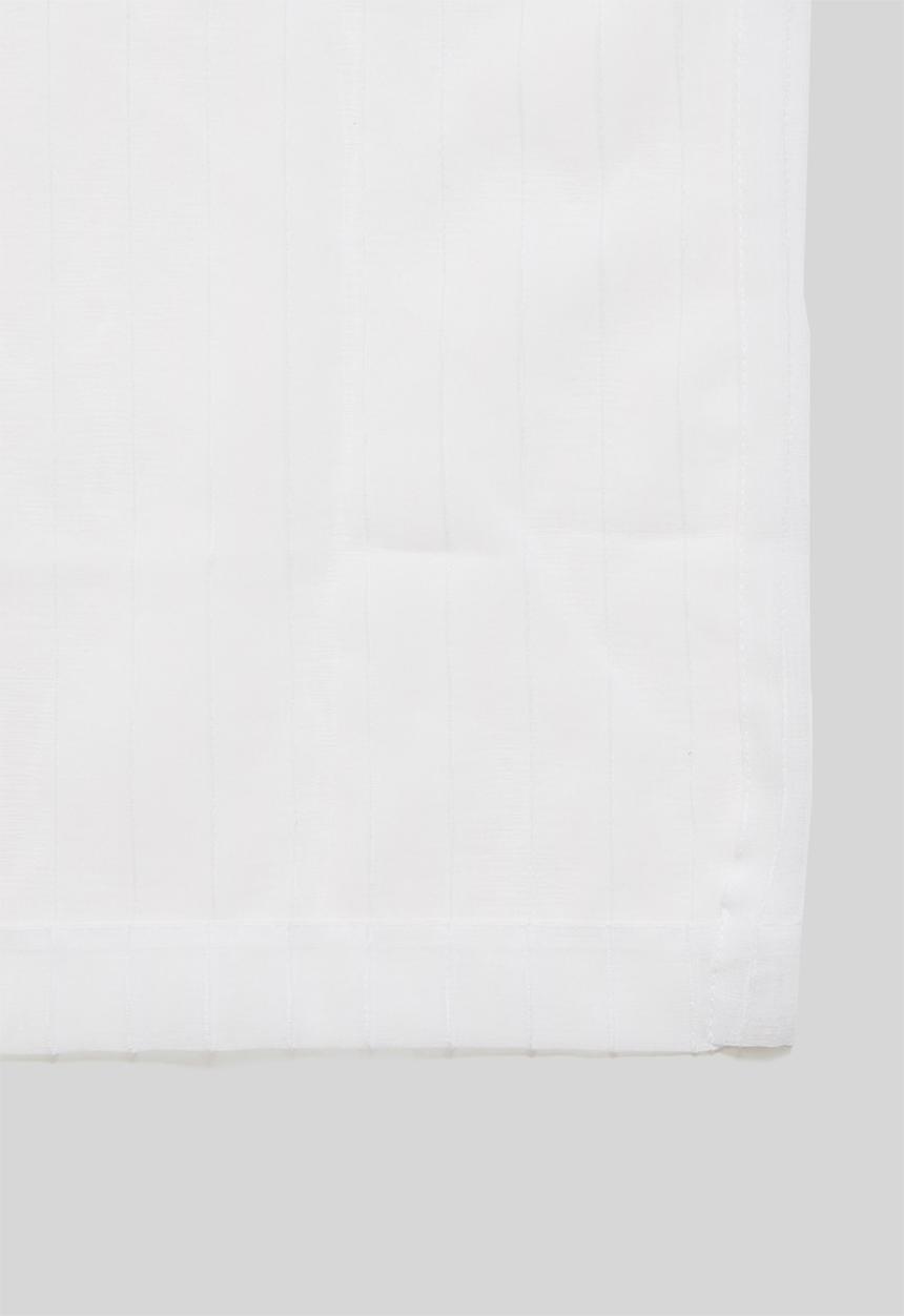 Sixth Floor - Taped striped frosted voile café curtain - white