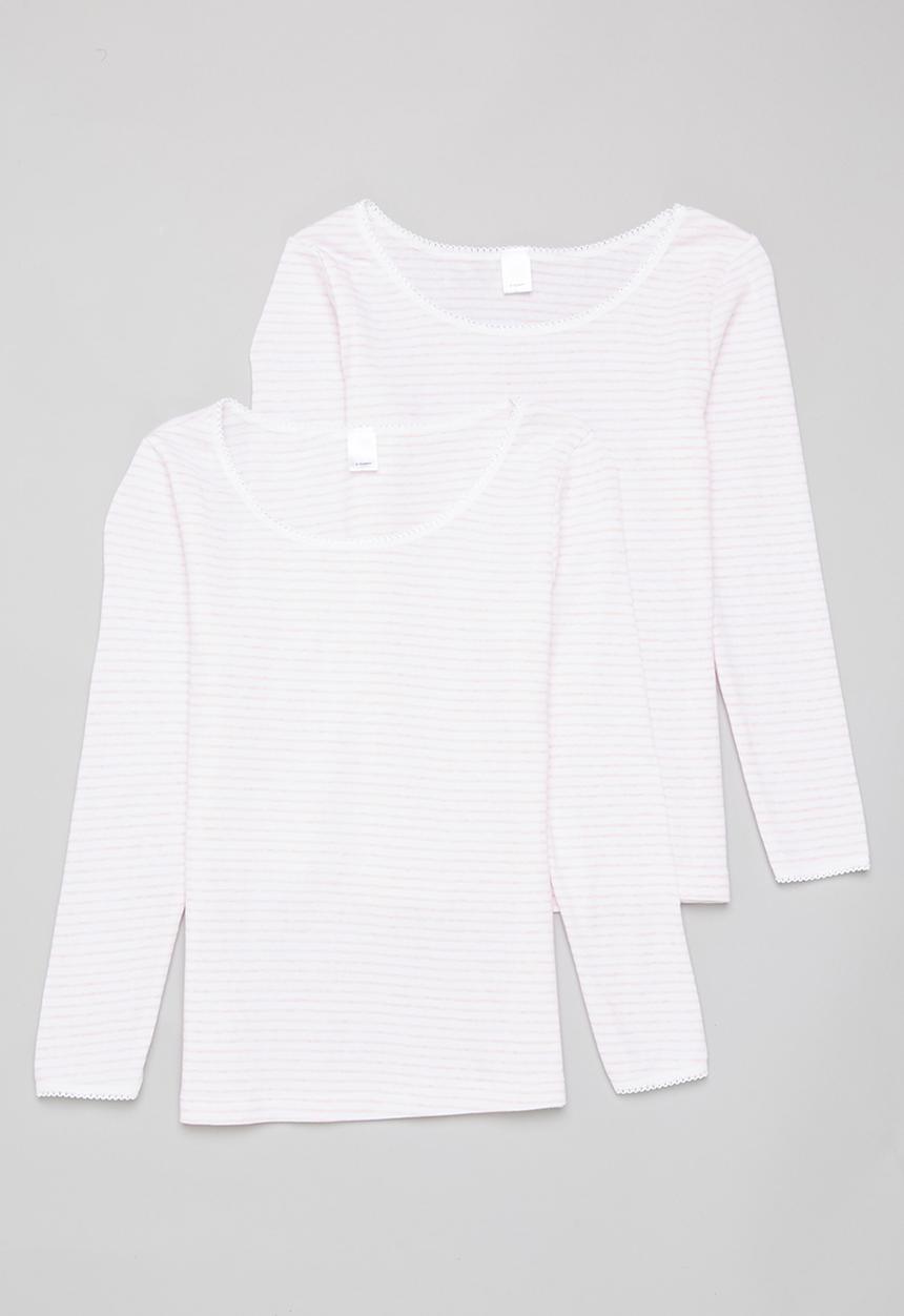 Rebel Republic - Girls 2 pack stripe spencer - pink & white