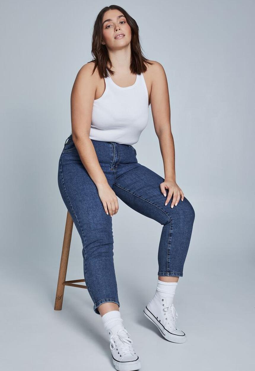 Cotton On - Curve taylor mom jeans - coogee blue