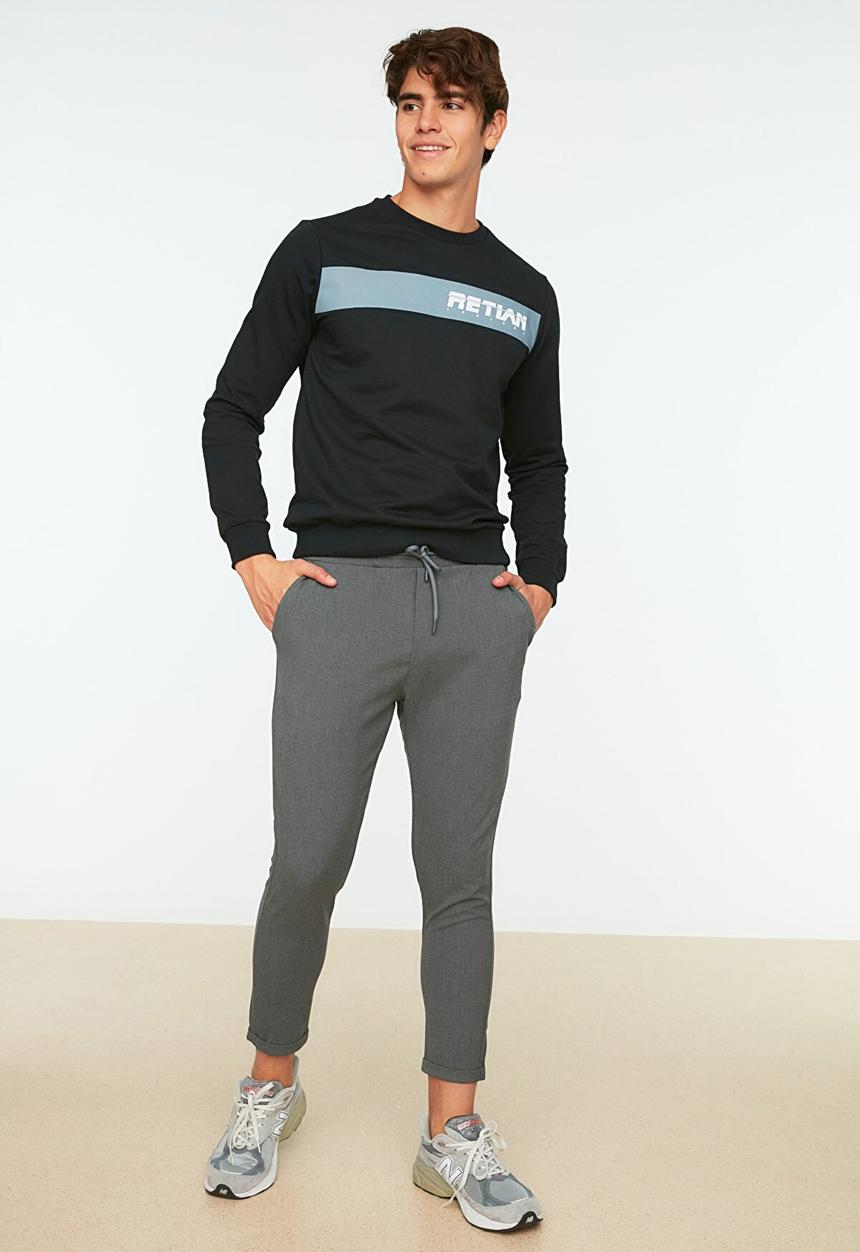 Trendyol - Peter slim fit elasticated waistband trousers - anthracite
