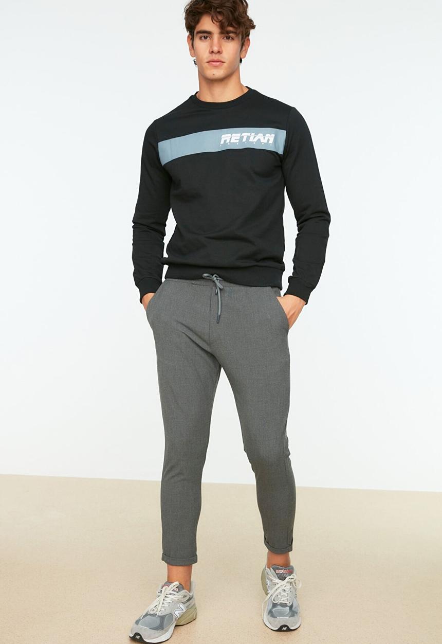 Trendyol - Peter slim fit elasticated waistband trousers - anthracite