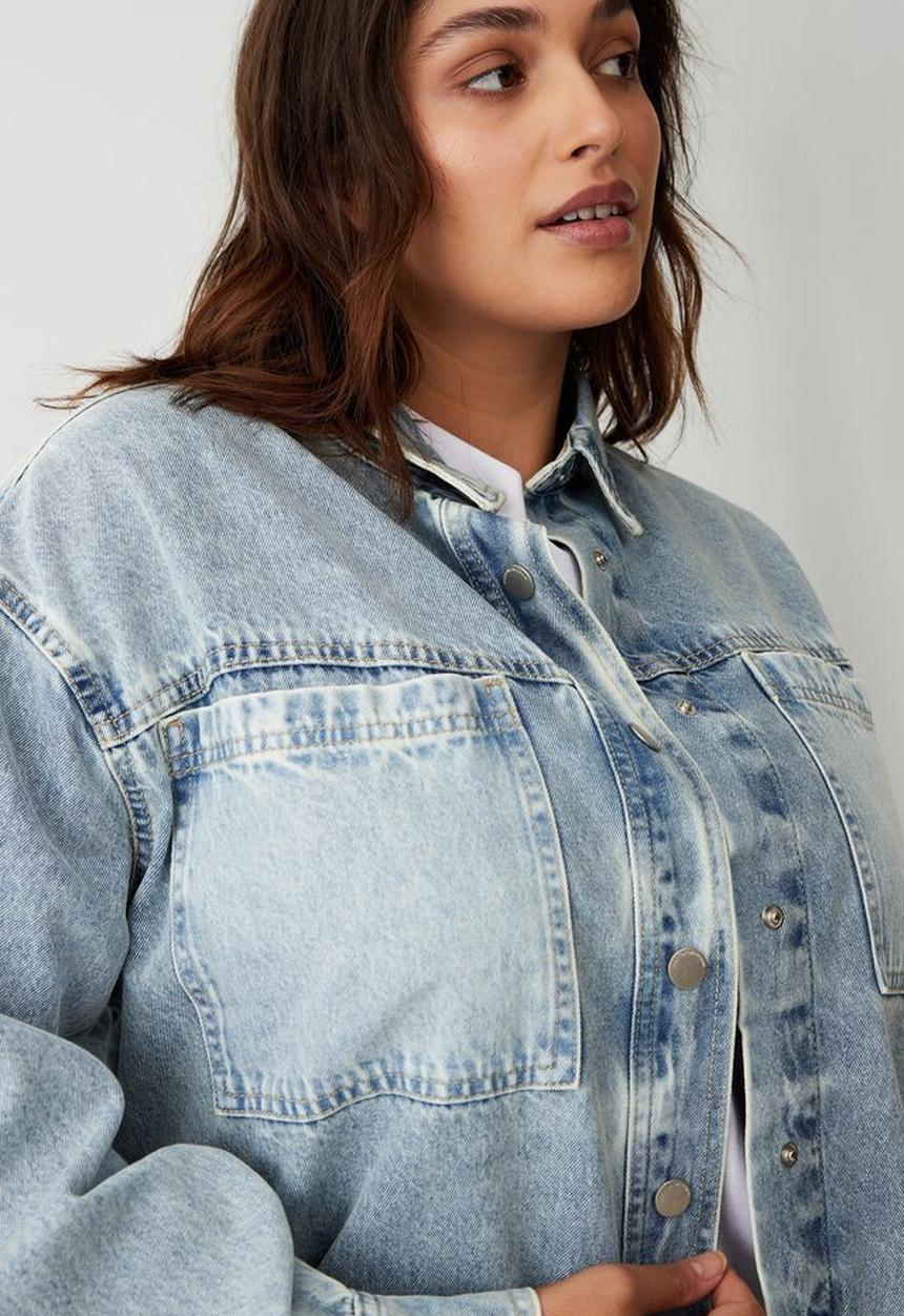 Cotton On - Curve denim shacket - blue splice