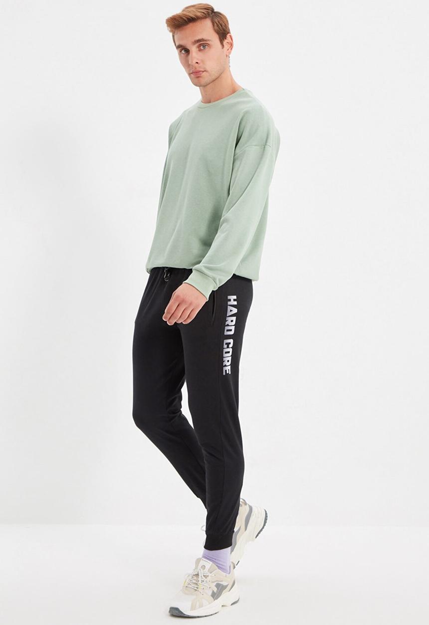 Trendyol - Hard core printed regular fit sweatpants - black