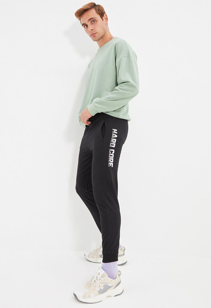 Trendyol - Hard core printed regular fit sweatpants - black