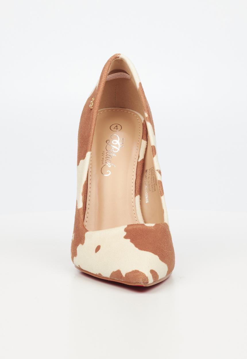 Miss Black - Lou12 court heel - brown & white 