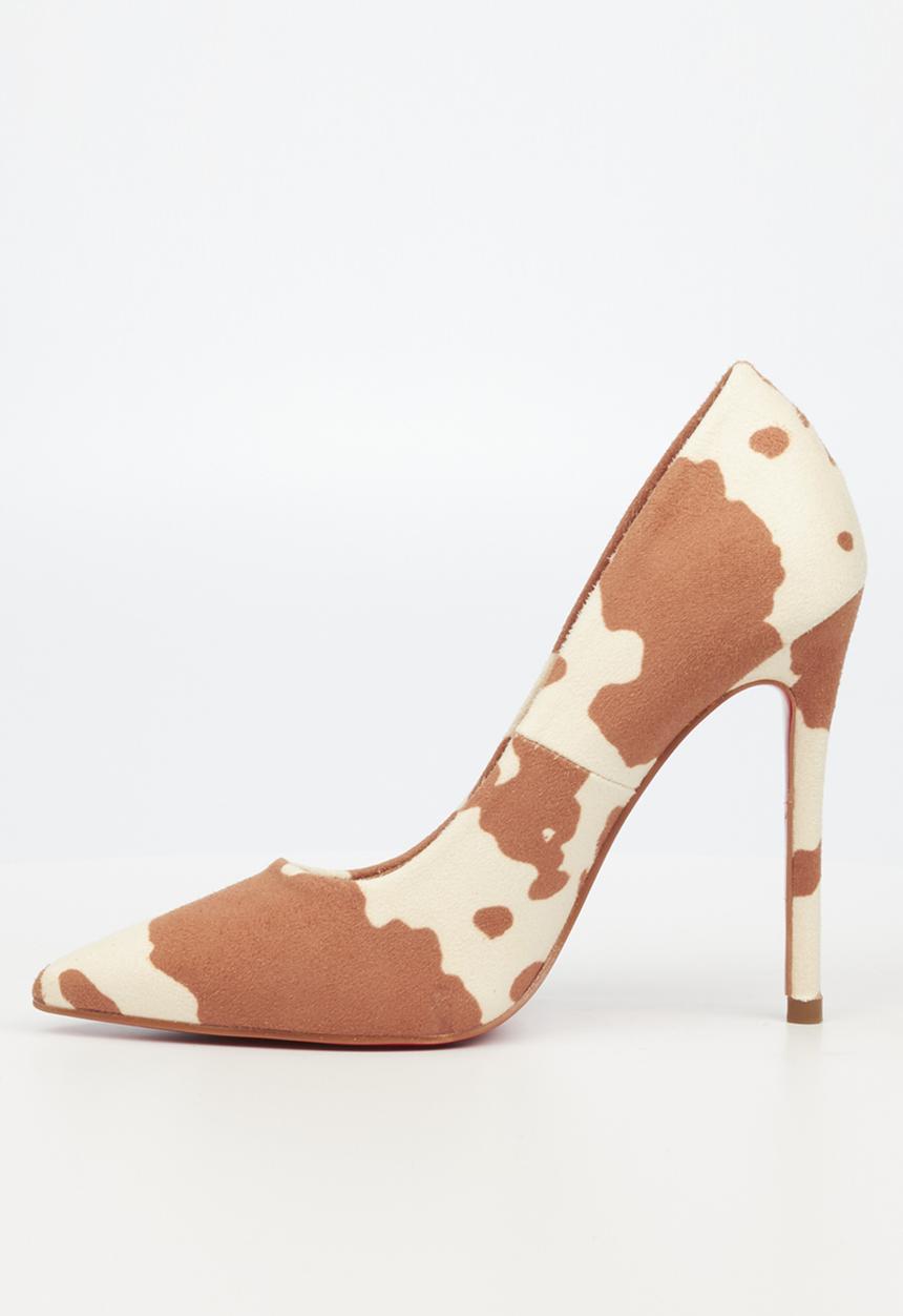 Miss Black - Lou12 court heel - brown & white 