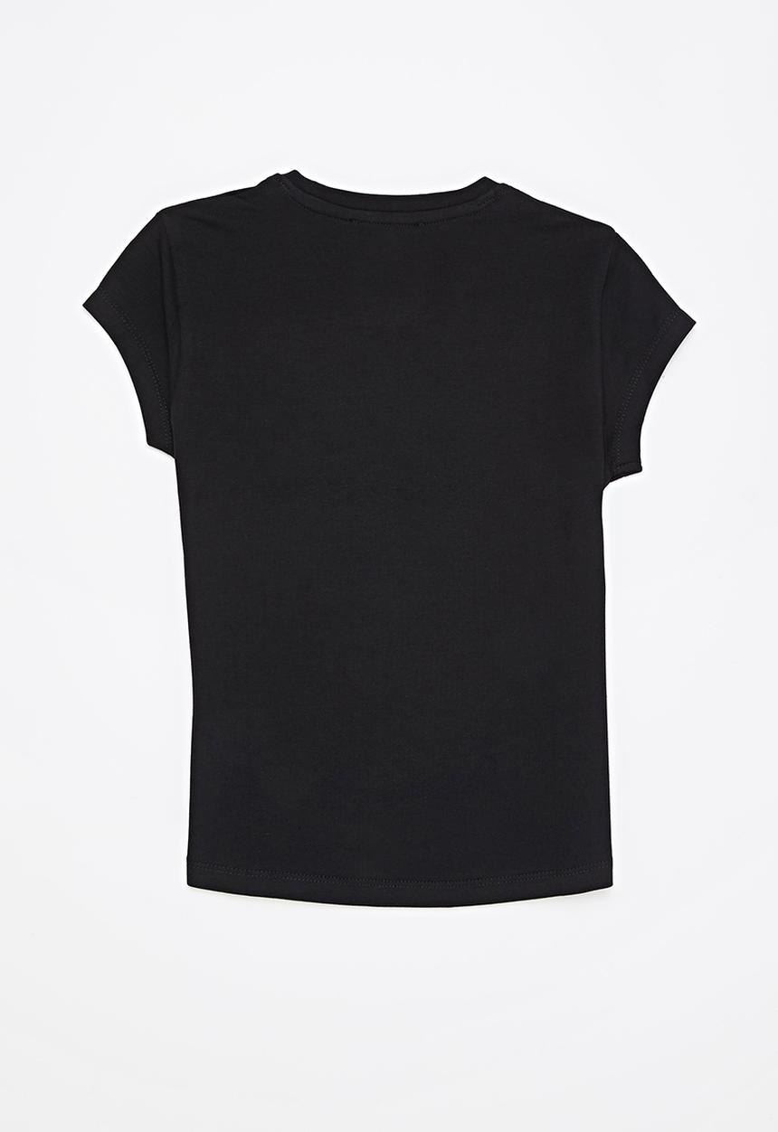 SISSY BOY - Foil print logo fitted top with cap sleeves - black