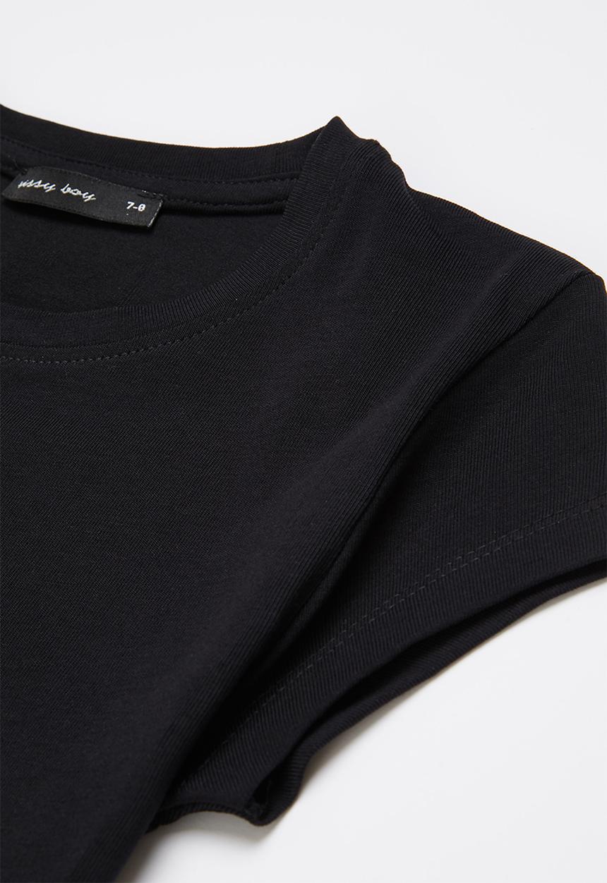 SISSY BOY - Foil print logo fitted top with cap sleeves - black