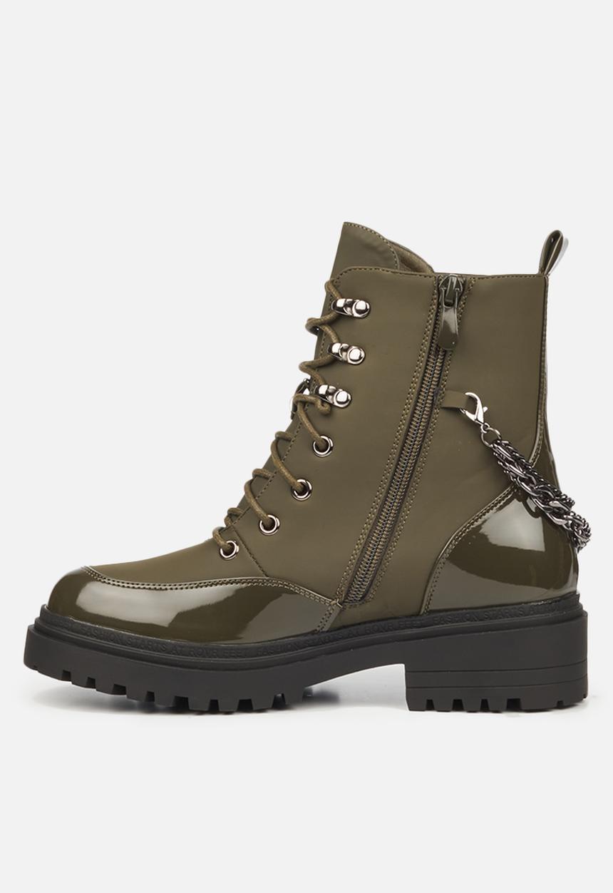 Miss Black - Cure1 biker boot - olive