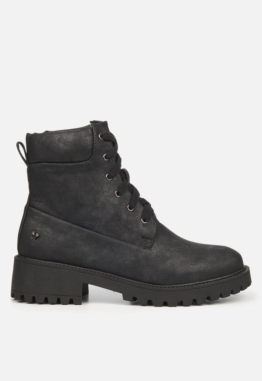 Butterfly Feet - Furr 2 lace up ankle boot - black