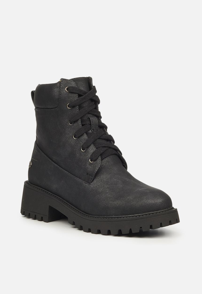 Butterfly Feet - Furr 2 lace up ankle boot - black
