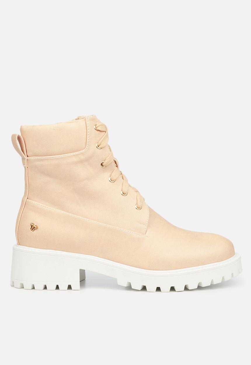 Butterfly Feet - Furr 2 lace up ankle boot - pink