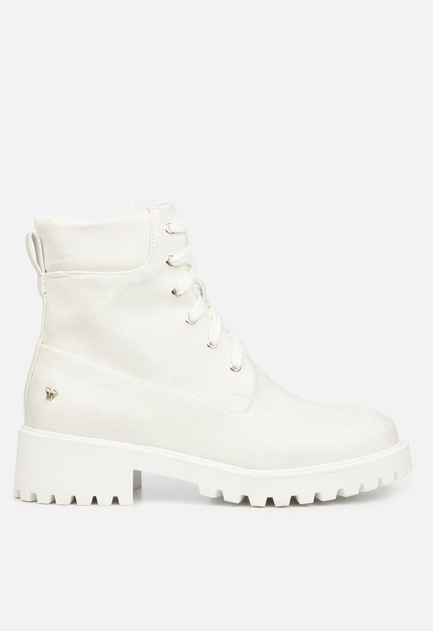 Butterfly Feet - Furr 2 lace up ankle boot - white