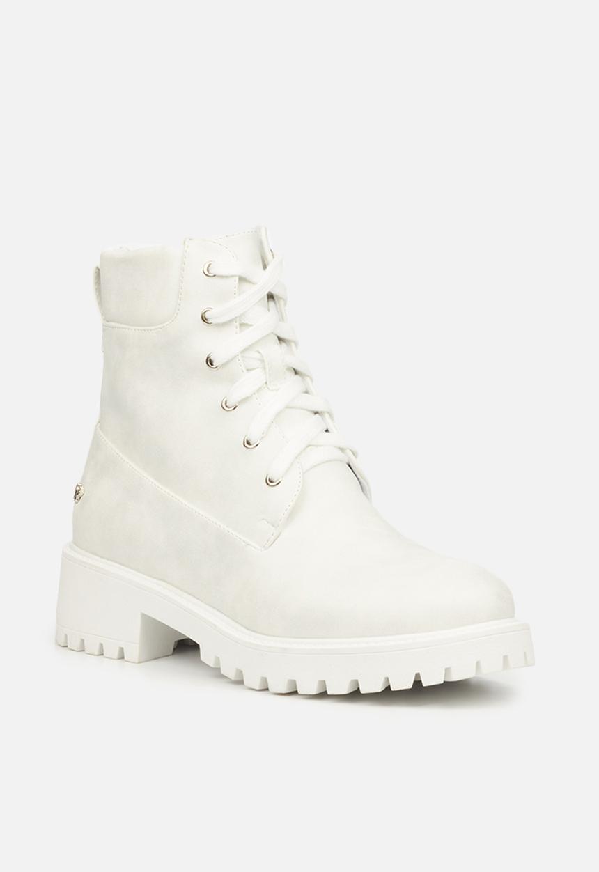 Butterfly Feet - Furr 2 lace up ankle boot - white