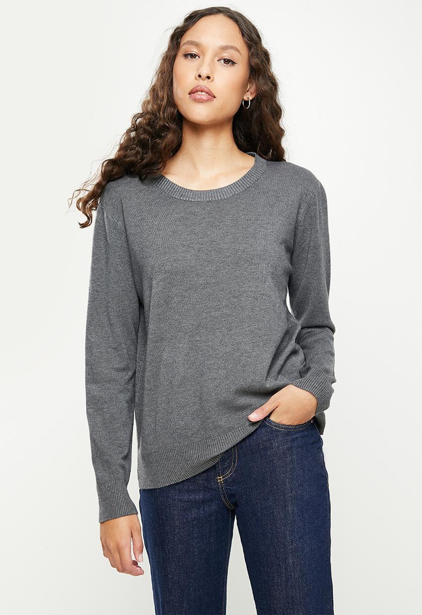 dailyfriday - Slim fit crew neck knit - dark grey