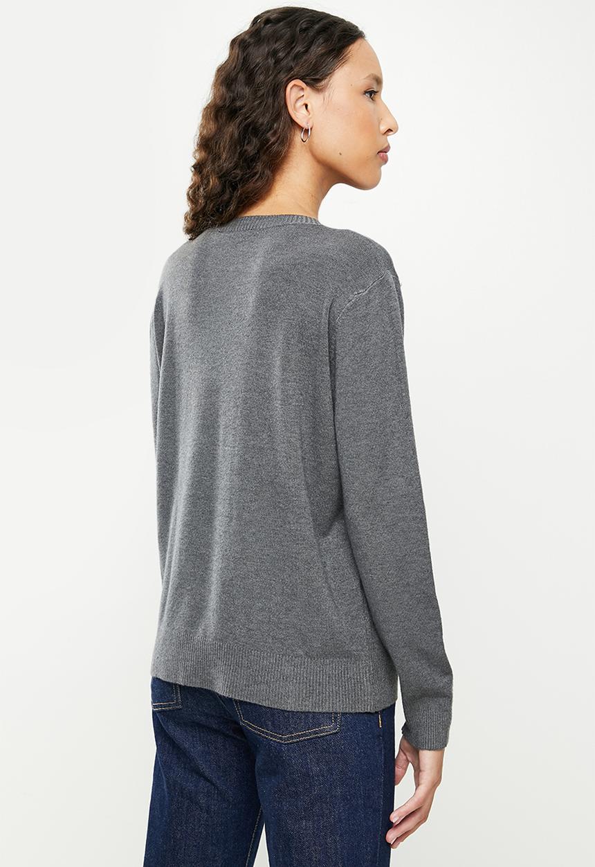 dailyfriday - Slim fit crew neck knit - dark grey
