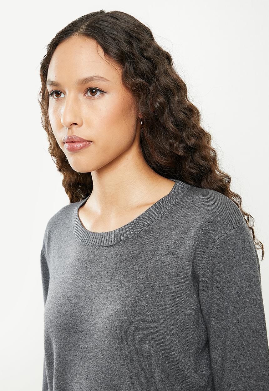 dailyfriday - Slim fit crew neck knit - dark grey