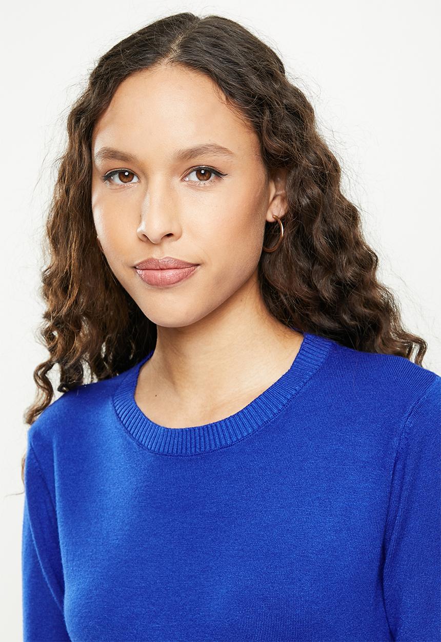 dailyfriday - Slim fit crew neck knit - cobalt