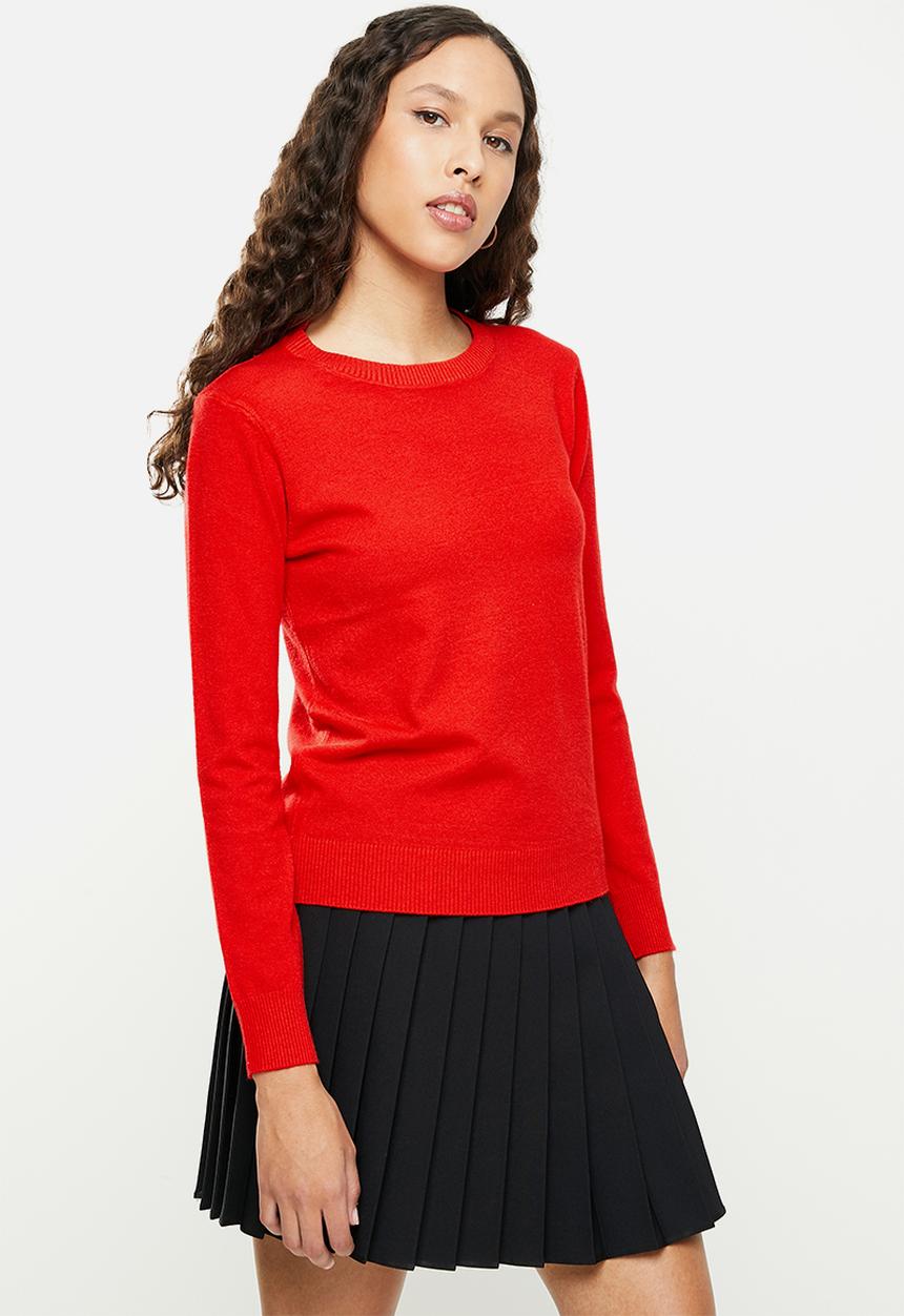 dailyfriday - Slim fit crew neck knit - red