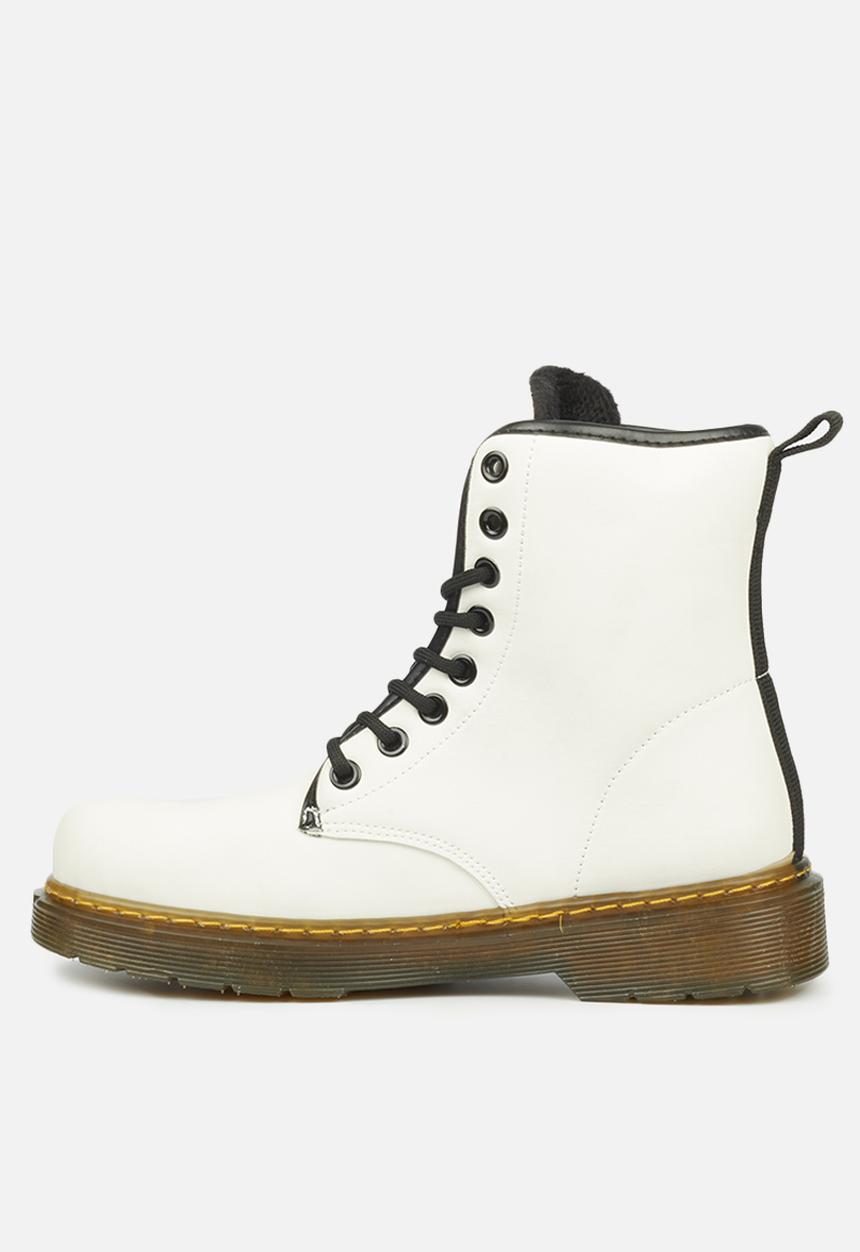 Miss Black - Rush1 lace-up ankle boot - white