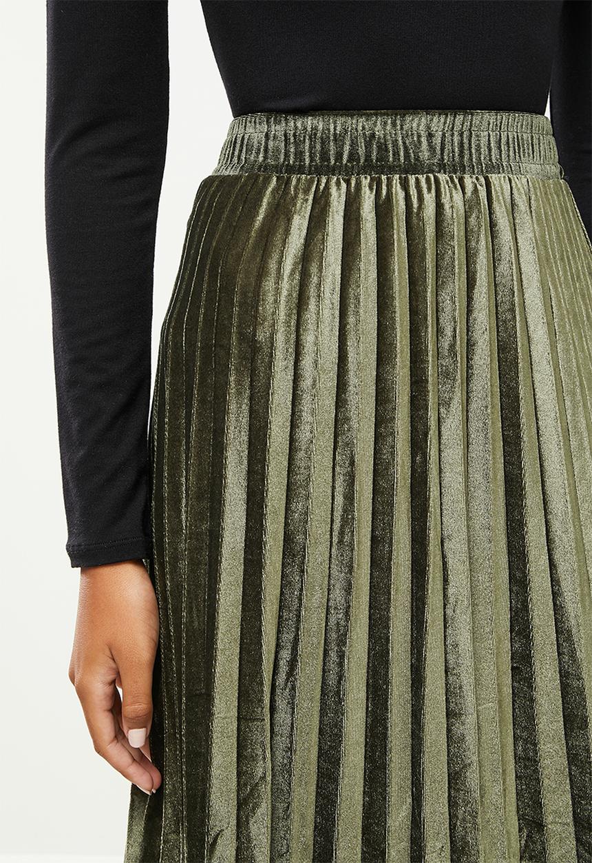 dailyfriday - Pleated skirt - green metallic