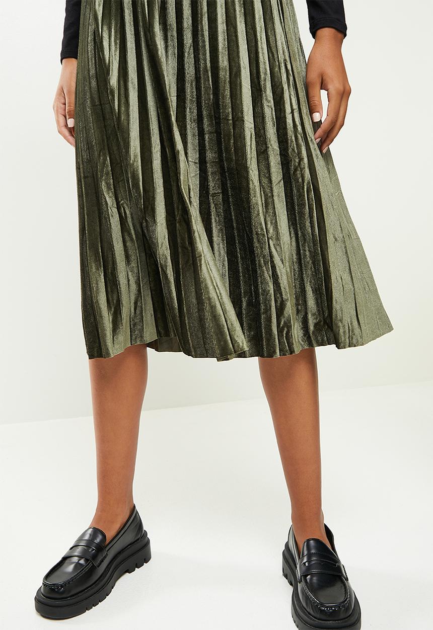 dailyfriday - Pleated skirt - green metallic
