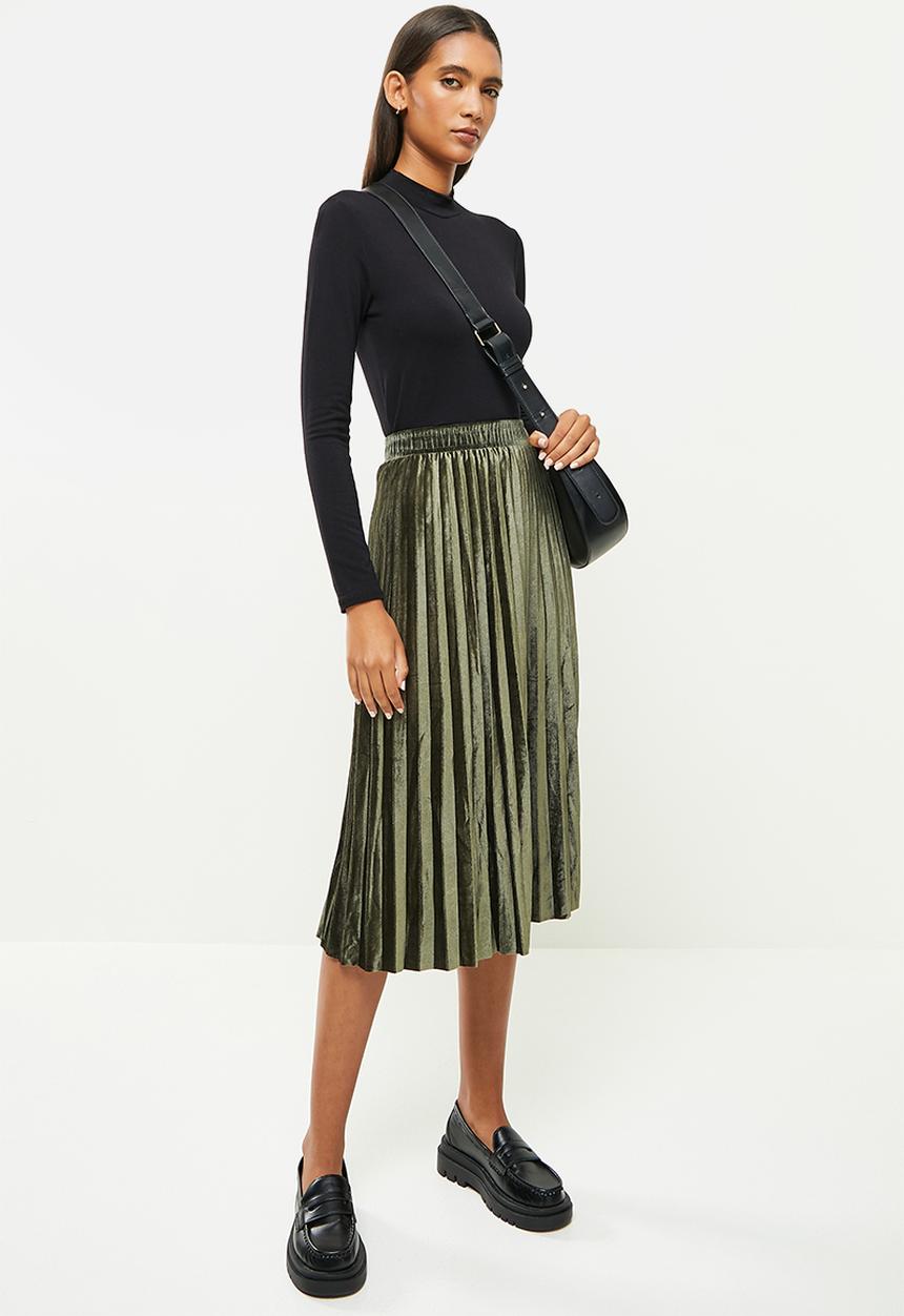 dailyfriday - Pleated skirt - green metallic