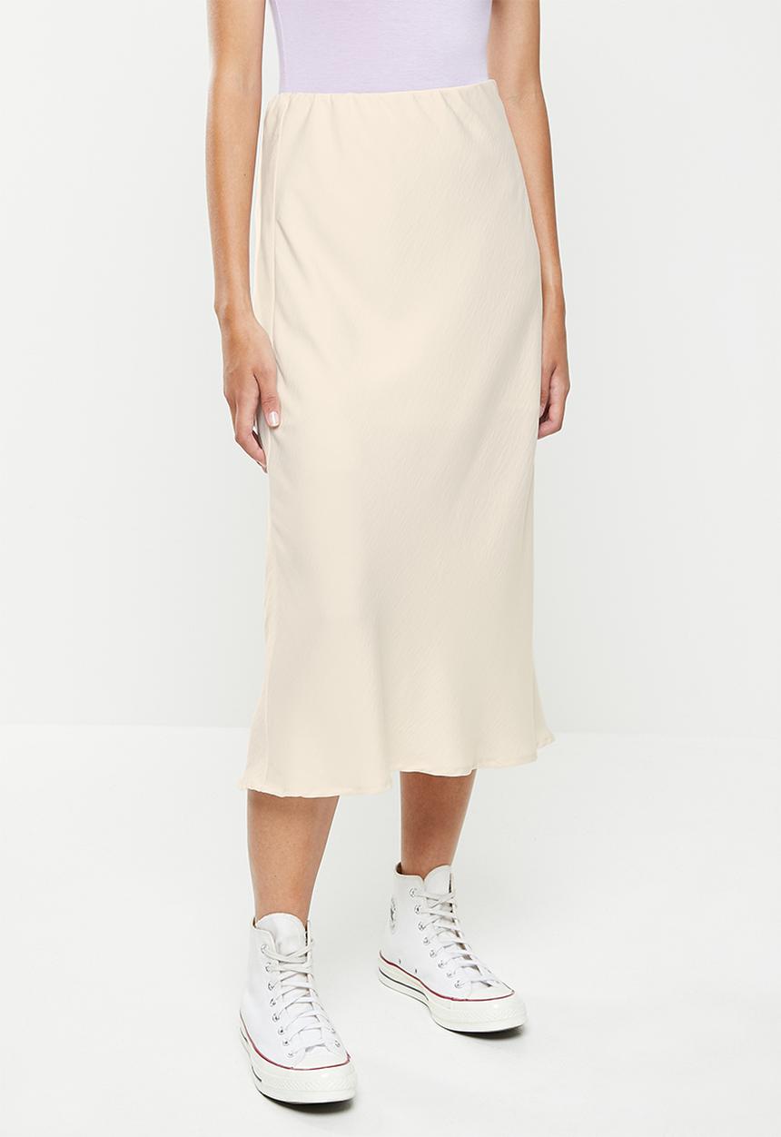Cotton On - High waisted satin mid split skirt - champagne