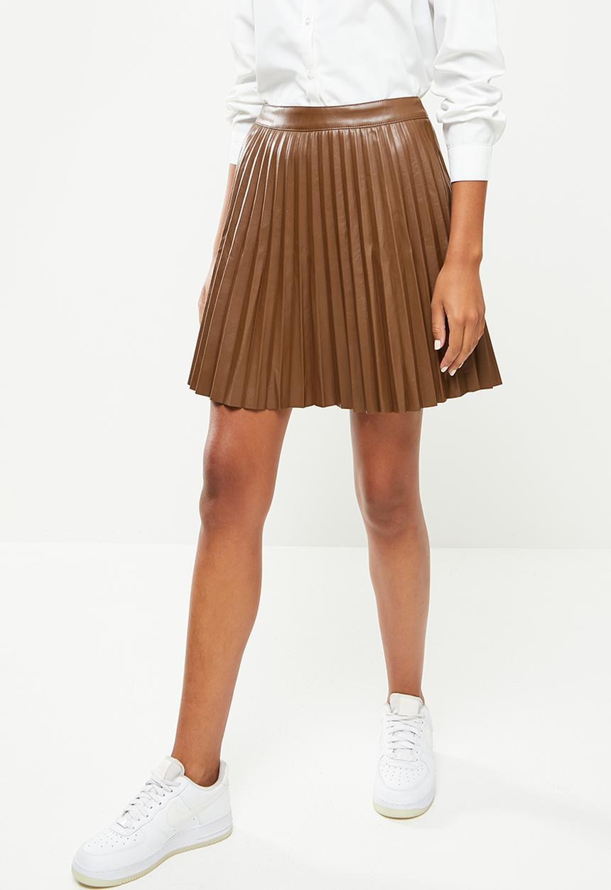 Glamorous - Pu pleated skirt - brown