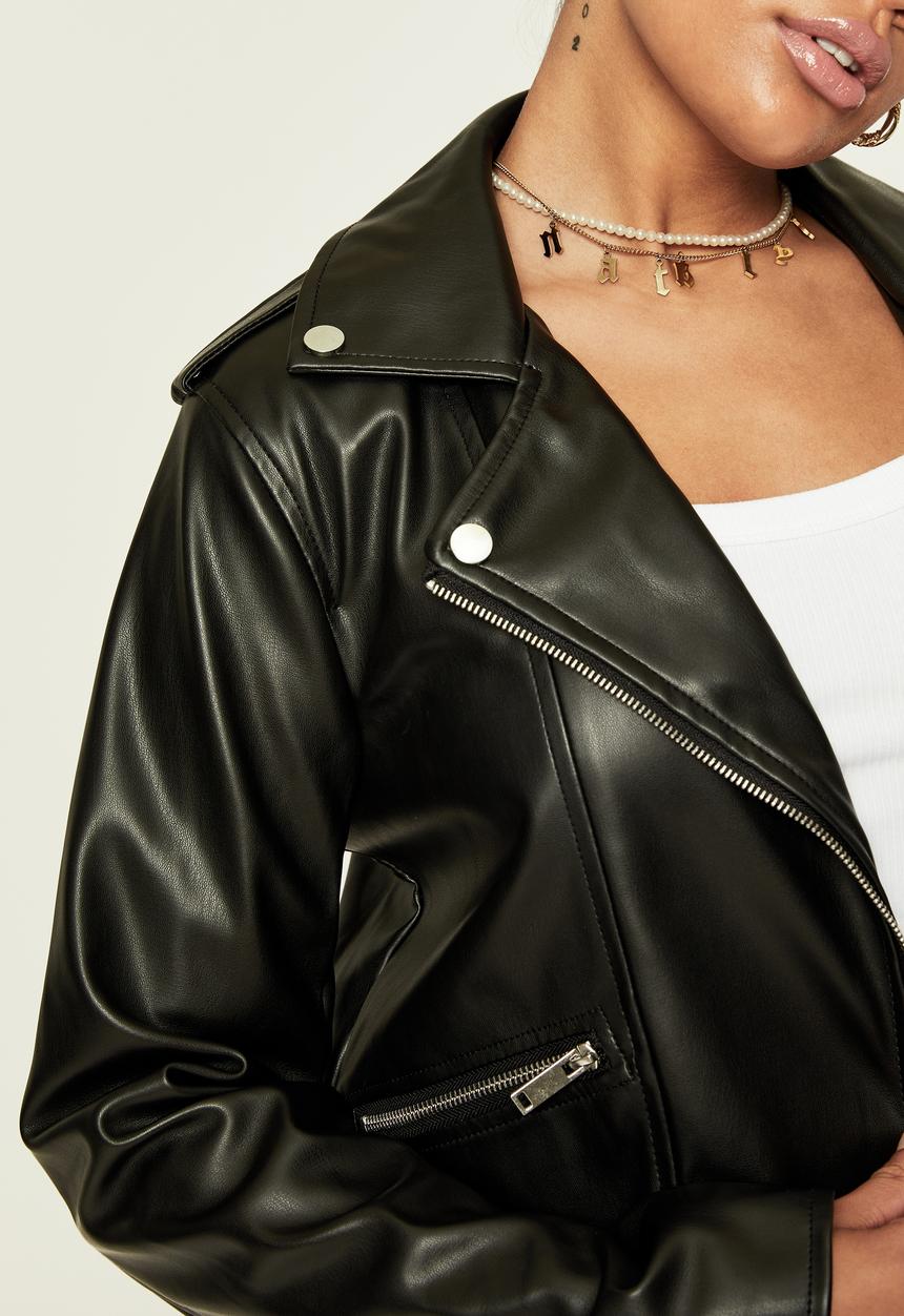 Supré  - Vegan leather biker jacket - black