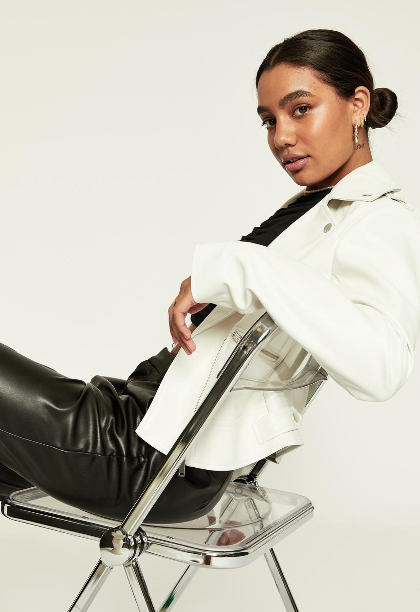 Supré  - Vegan leather biker jacket - winter white