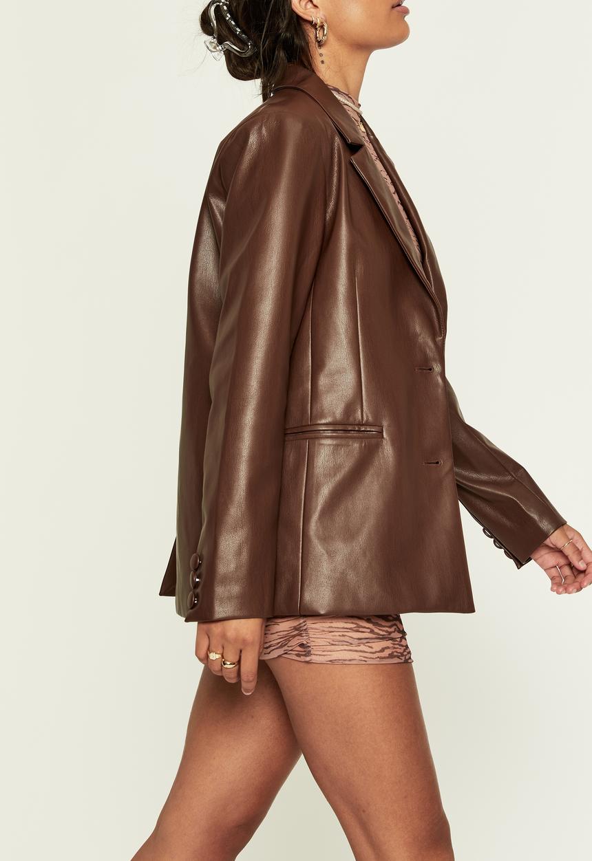 Supré  - Vegan leather blazer - choc top