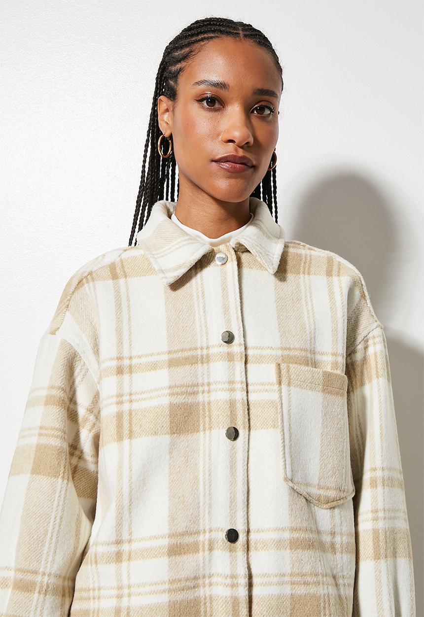 Superbalist - Melton overshirt - ecru based check