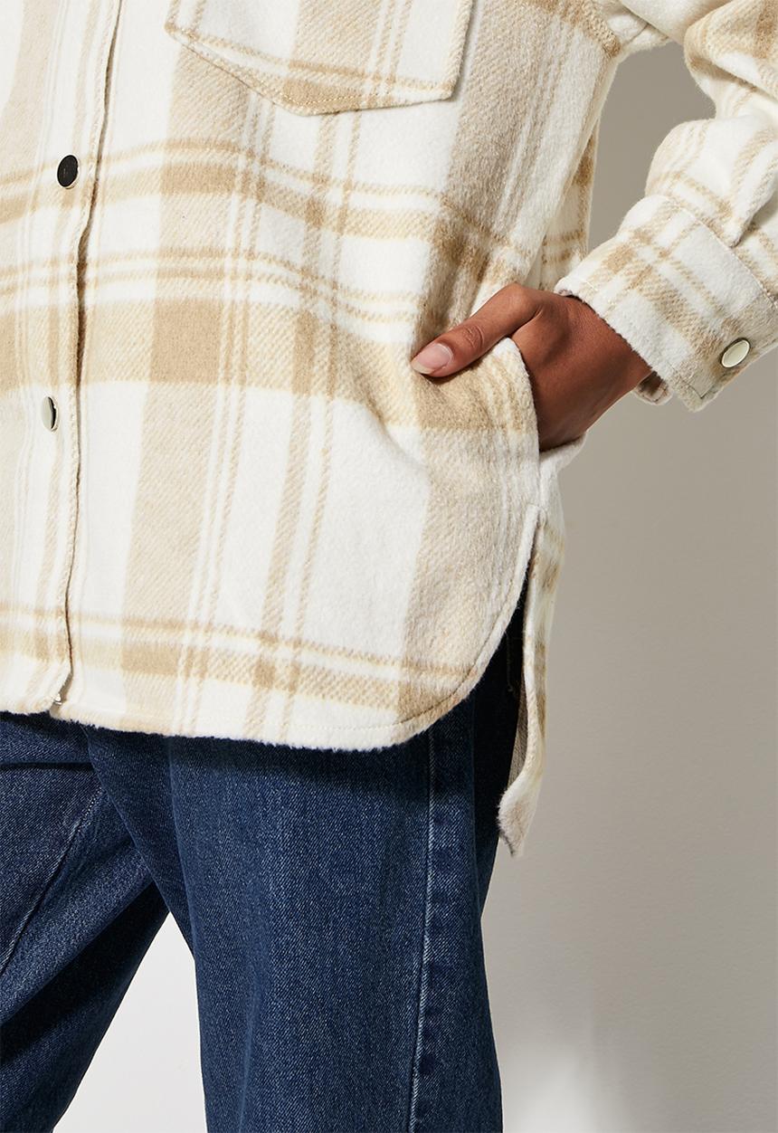 Superbalist - Melton overshirt - ecru based check