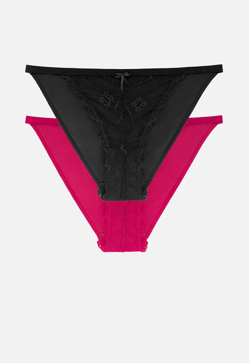 DORINA - Iris 2 pack tanga - black & pink