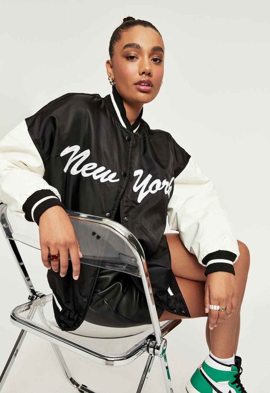 Supré  - Mary kate varsity bomber - black
