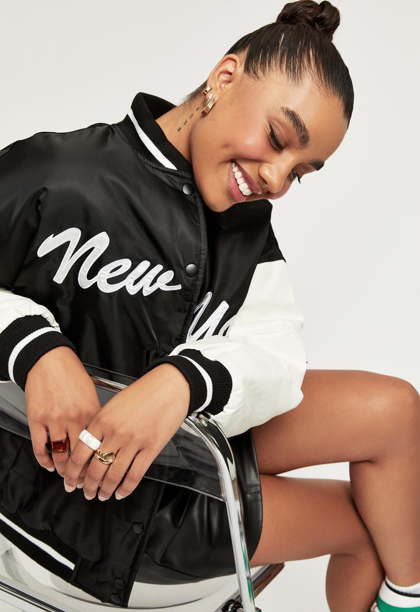 Supré  - Mary kate varsity bomber - black