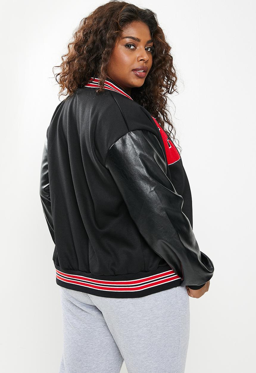dailyfriday - Plus size college jacket - black & red
