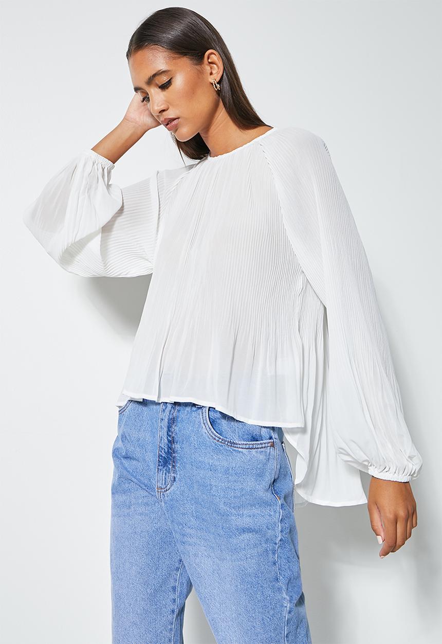 Superbalist - Mushroom pleated blouse - milk