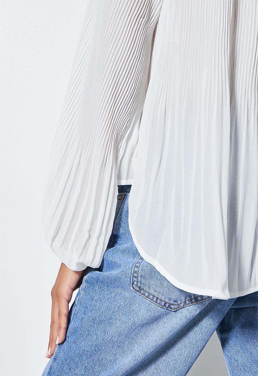 Superbalist - Mushroom pleated blouse - milk