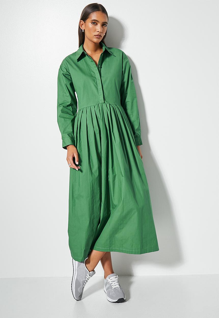 Superbalist - Pleated shirt dress - bottle green